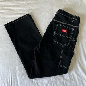Dickies Contrast Stitch Carpenter Pants: Black & White - Size 11/30 (W)